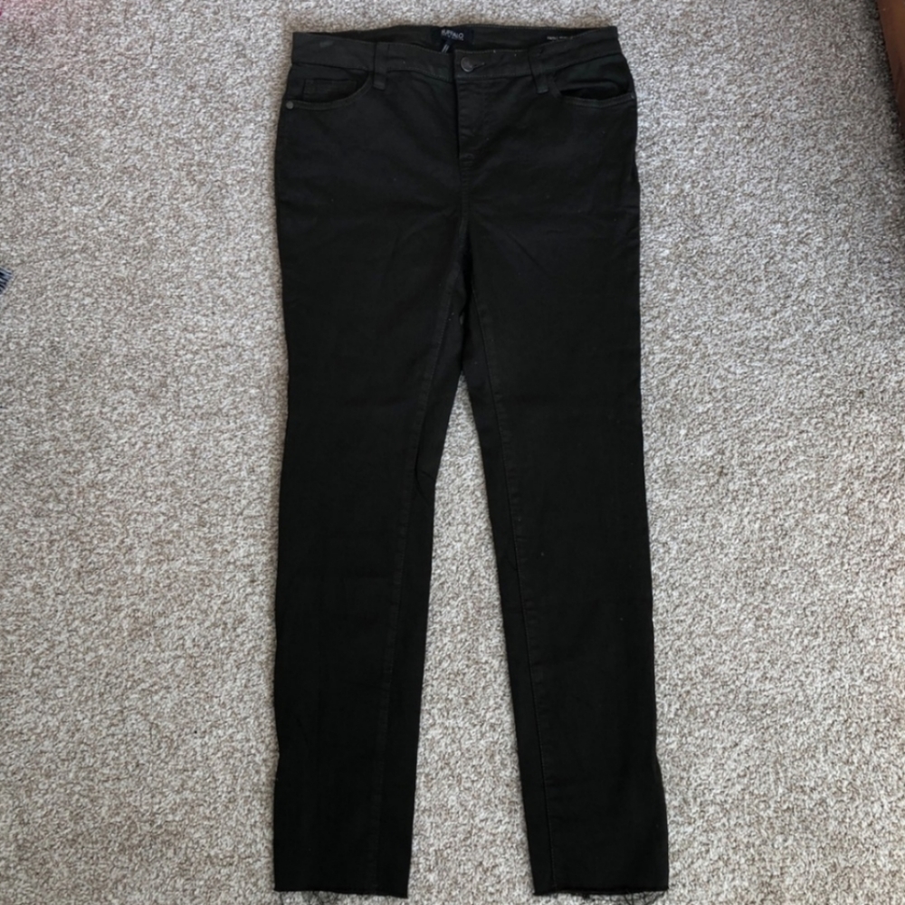 Dark Green Buffalo David Bitton Faith Skinny Jeans with Raw Hem